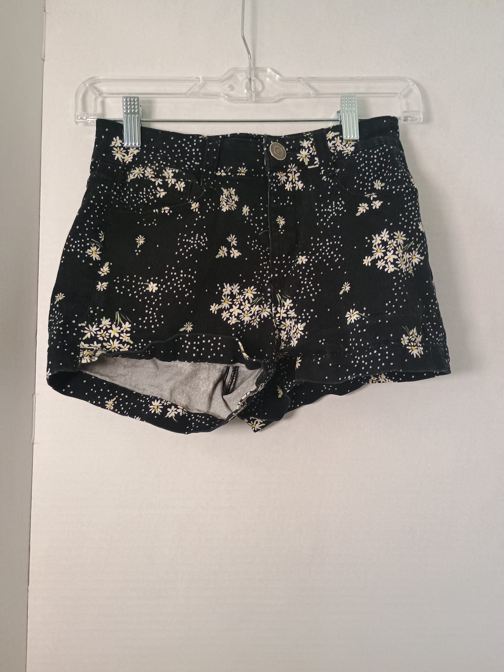 So Floral Denim Shorts Black & White Size 3